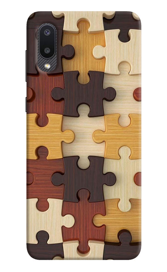Wooden Puzzle Samsung M02 Hard Case Back Cover by Casekaro