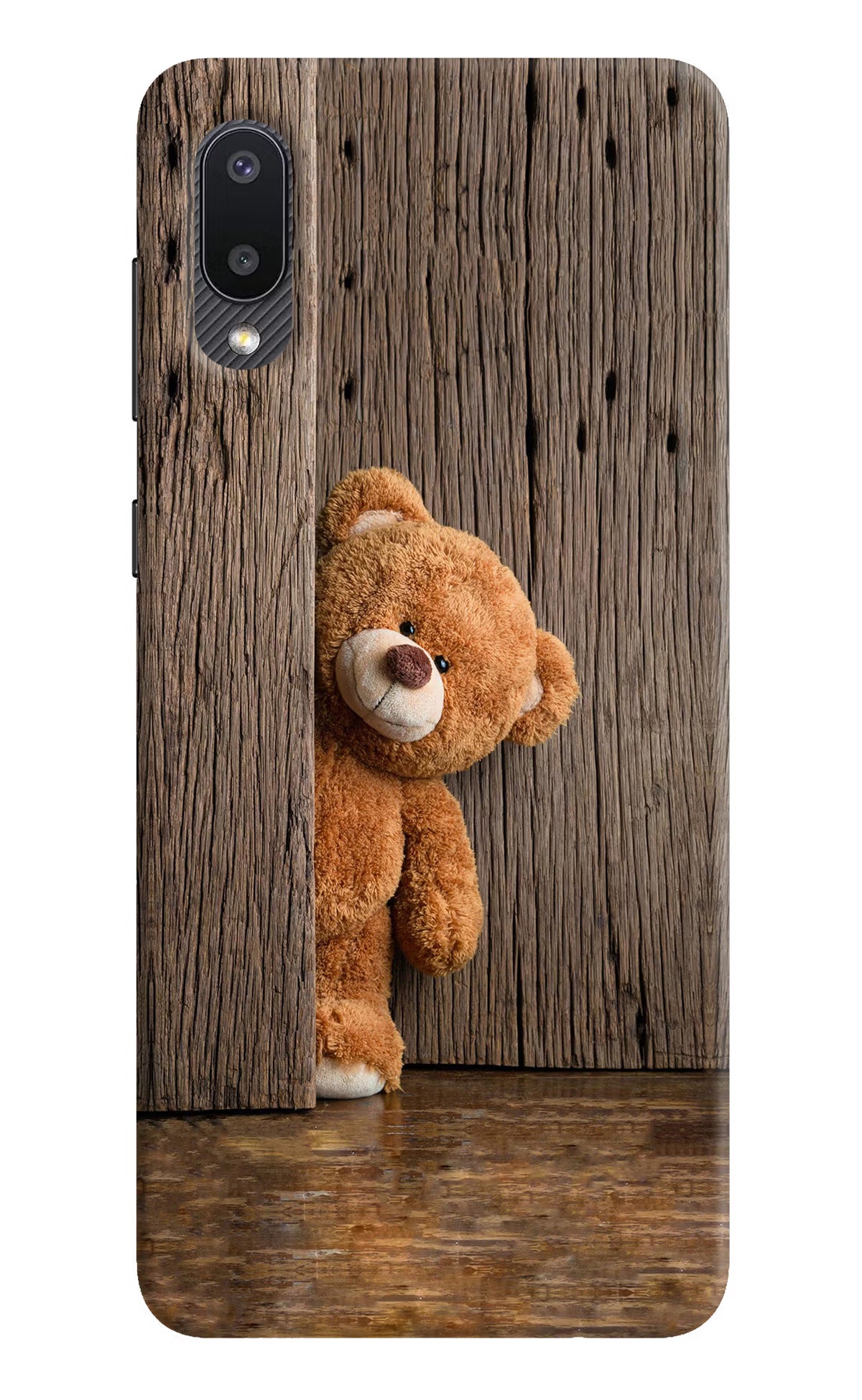 Teddy Wooden Samsung M02 Hard Case Back Cover by Casekaro