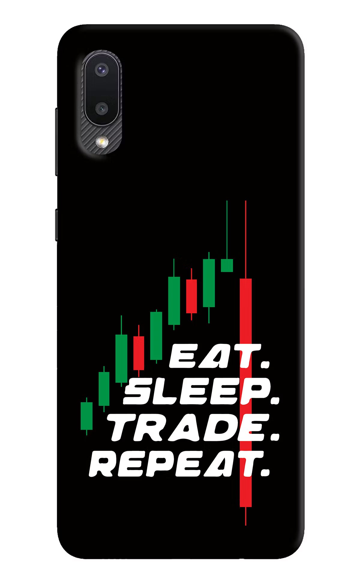 Eat Sleep Trade Repeat Samsung M02 Hard Case Back Cover by Casekaro