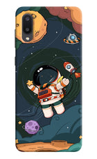 Cartoon Astronaut Samsung M02 Hard Case Back Cover by Casekaro