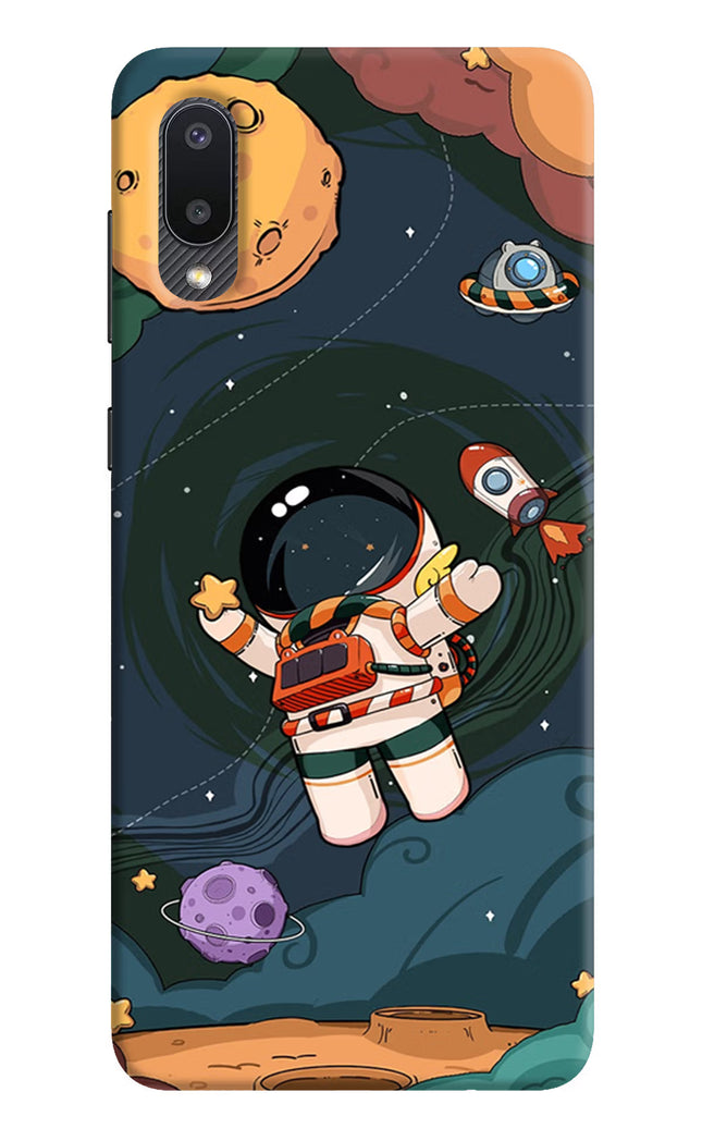 Cartoon Astronaut Samsung M02 Hard Case Back Cover by Casekaro