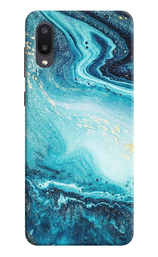 Blue Glitter Marble Samsung M02 Hard Case Back Cover by Casekaro