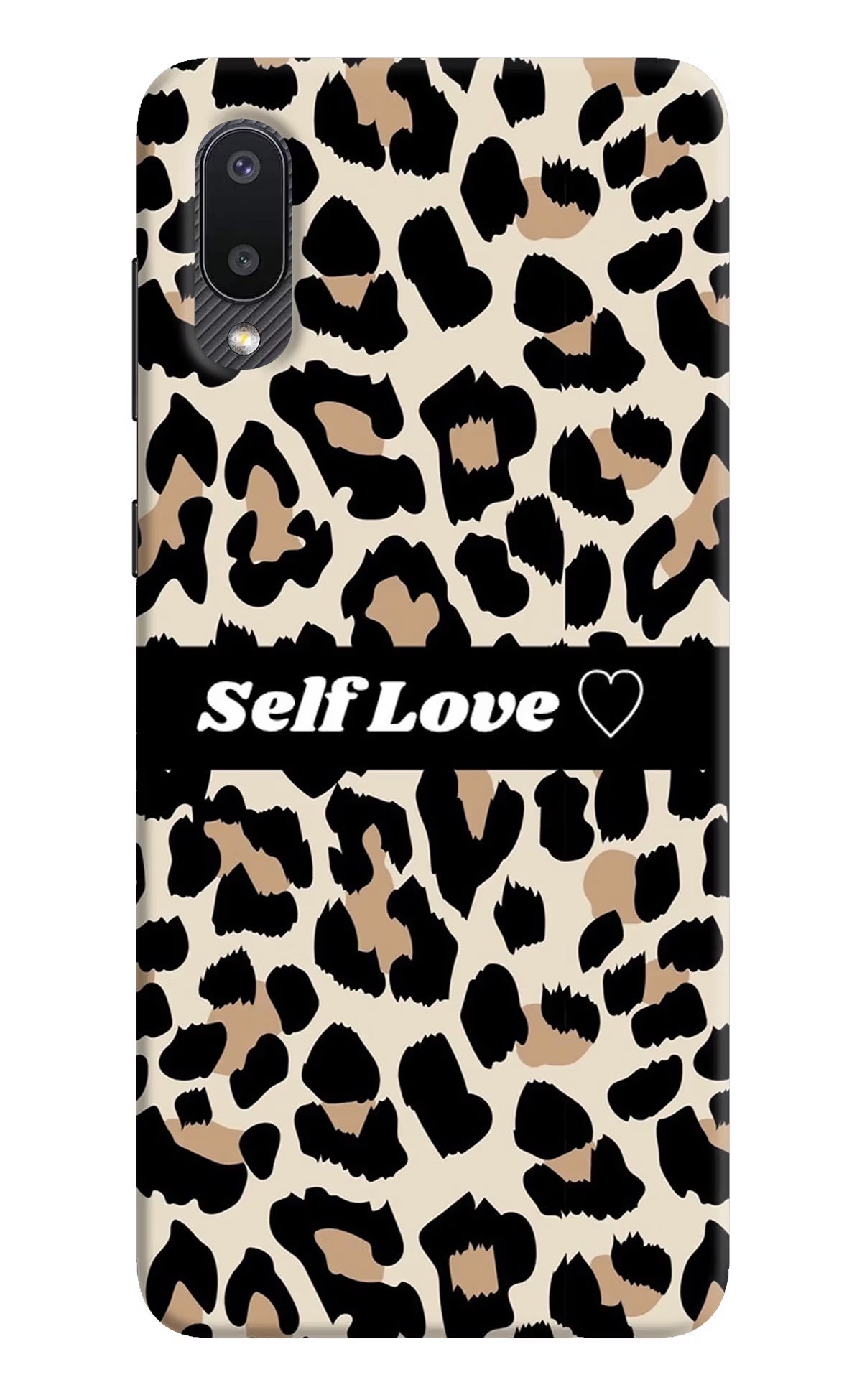 Leopard Print Self Love Samsung M02 Hard Case Back Cover by Casekaro
