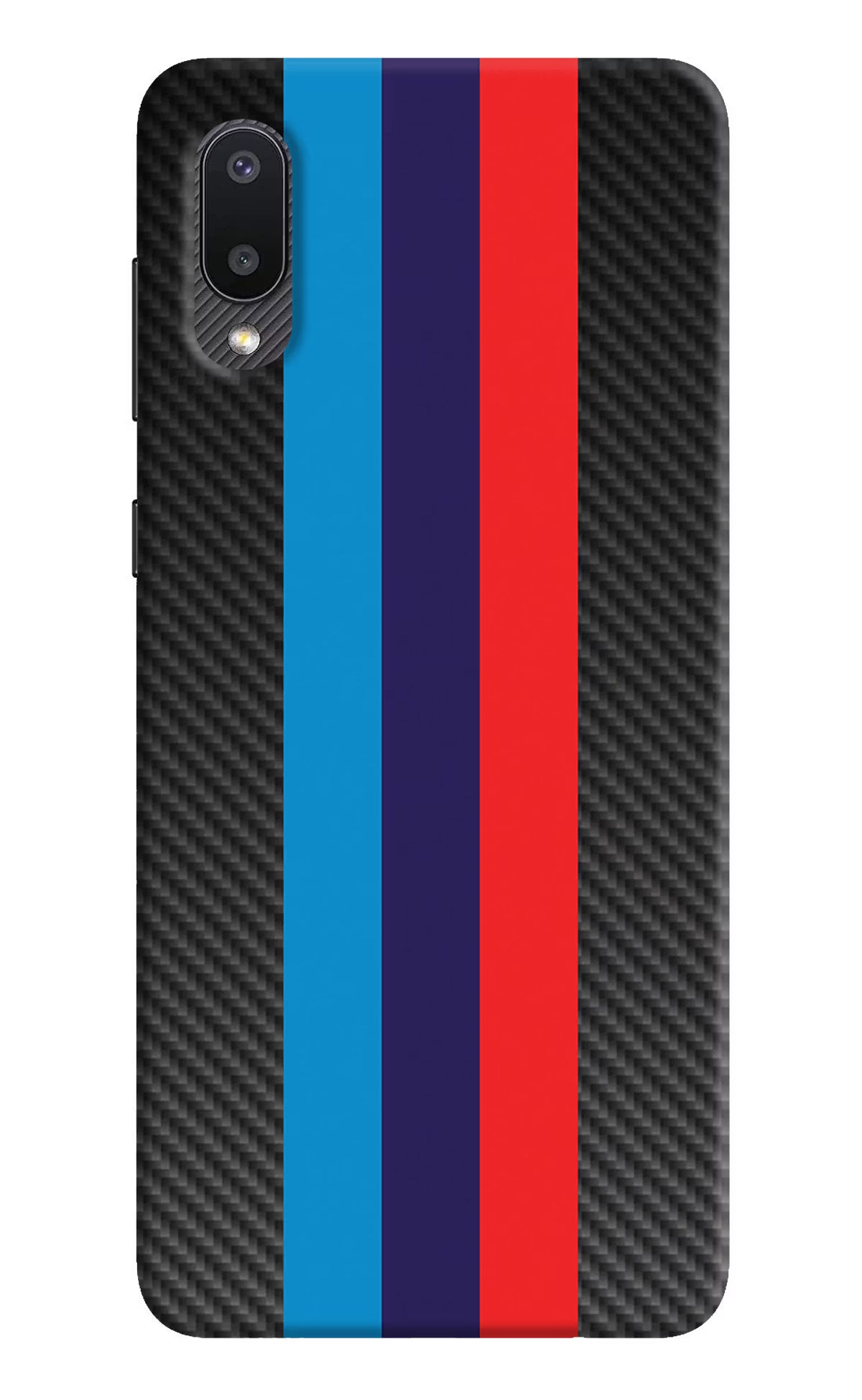 BMW Stripes Pattern Samsung M02 Hard Case Back Cover by Casekaro
