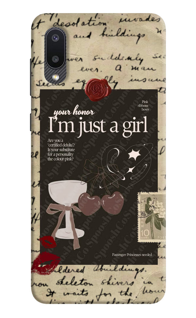 I am just a girl Samsung M02 Hard Case Back Cover by Casekaro