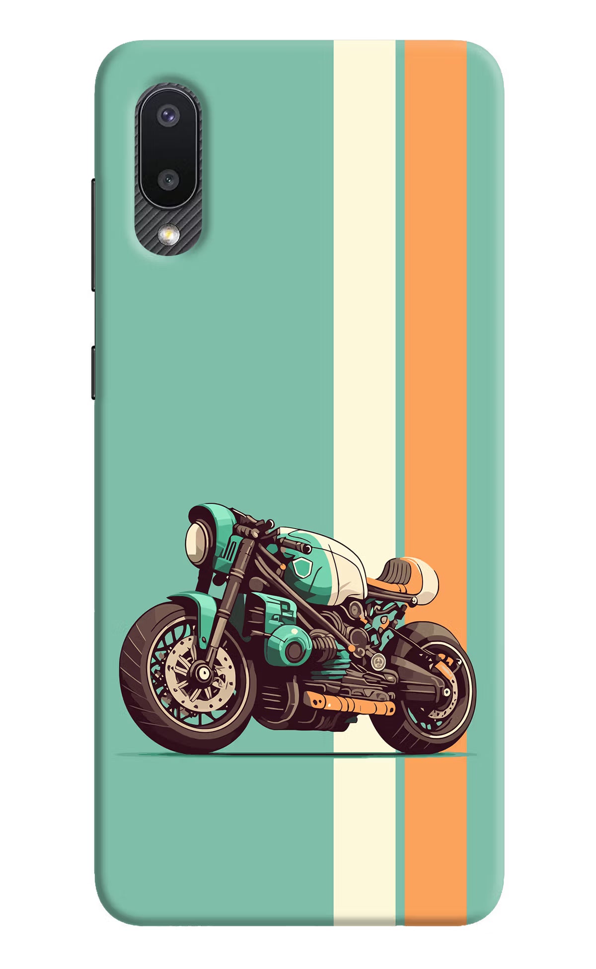 Striped Moto Drift Samsung M02 Hard Case Back Cover by Casekaro