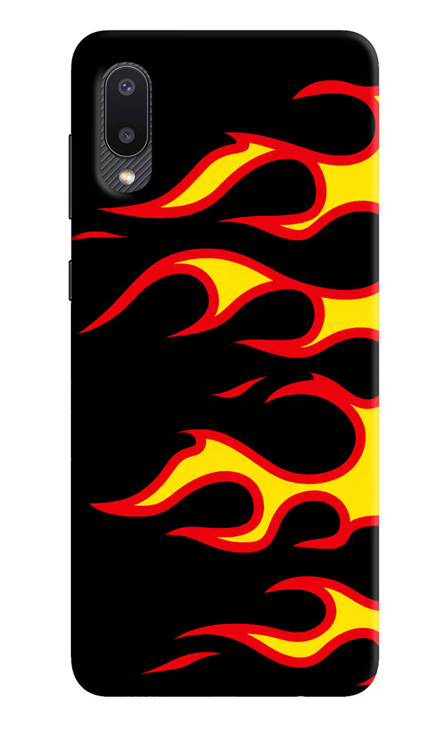 Side Sweep Flames Samsung M02 Hard Case Back Cover by Casekaro