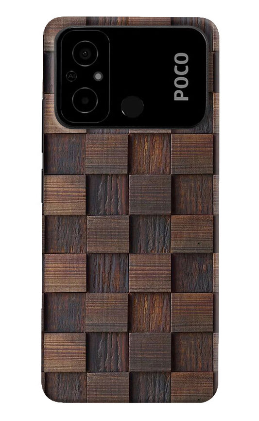 Wooden Cube Design Poco C55 Hard Case Back Cover by Casekaro