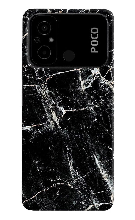 Black Marble Texture Poco C55 Hard Case Back Cover by Casekaro