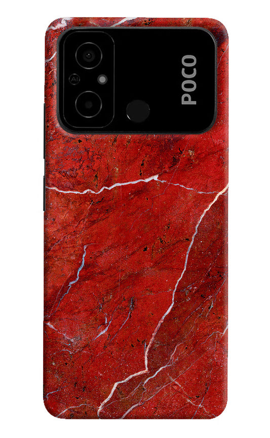 Red Marble Design Poco C55 Hard Case Back Cover by Casekaro