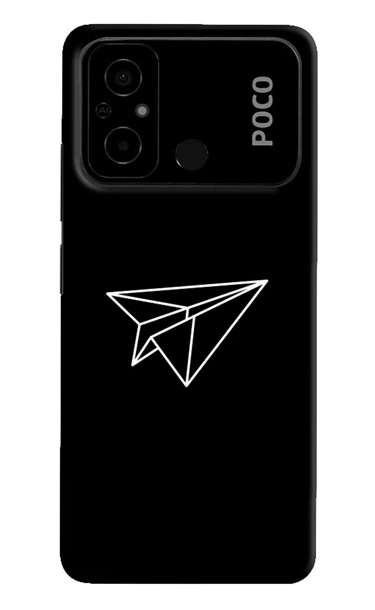 Paper Plane White Poco C55 Hard Case Back Cover by Casekaro