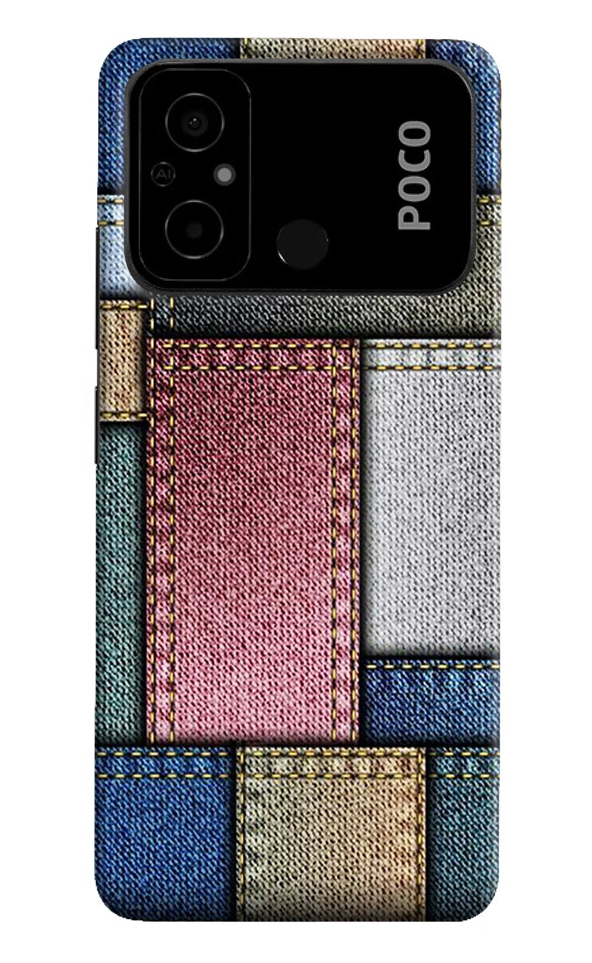 Multicolor Jeans Poco C55 Hard Case Back Cover by Casekaro