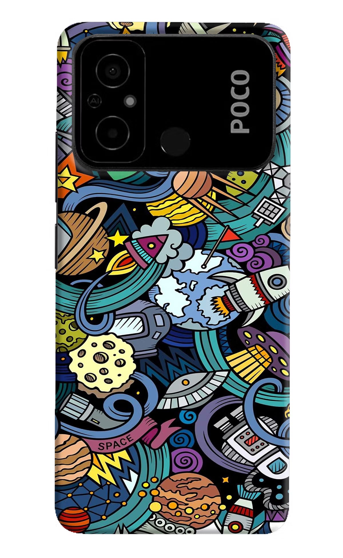 Space Abstract Poco C55 Hard Case Back Cover by Casekaro