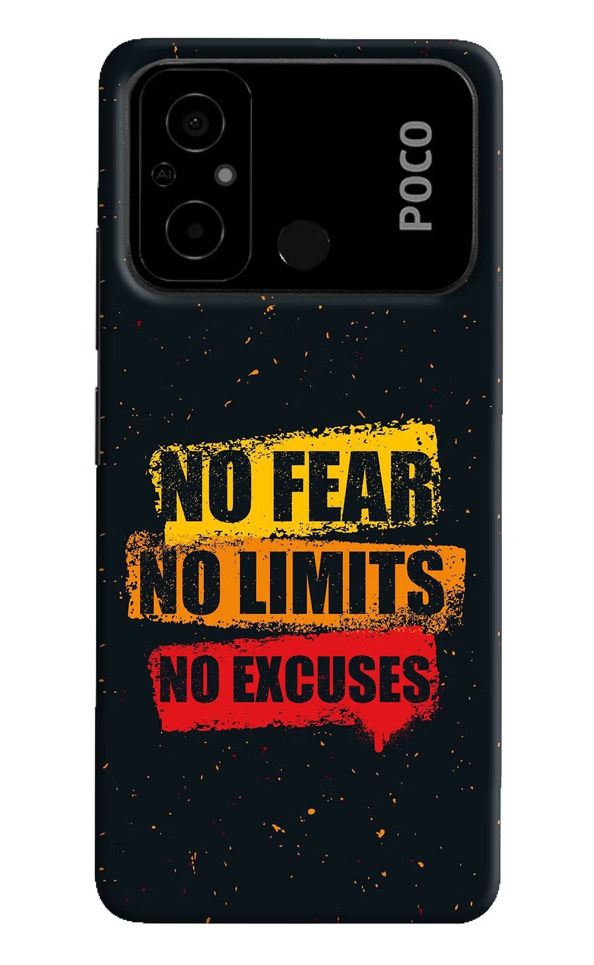 No Fear No Limits No Excuse Poco C55 Hard Case Back Cover by Casekaro