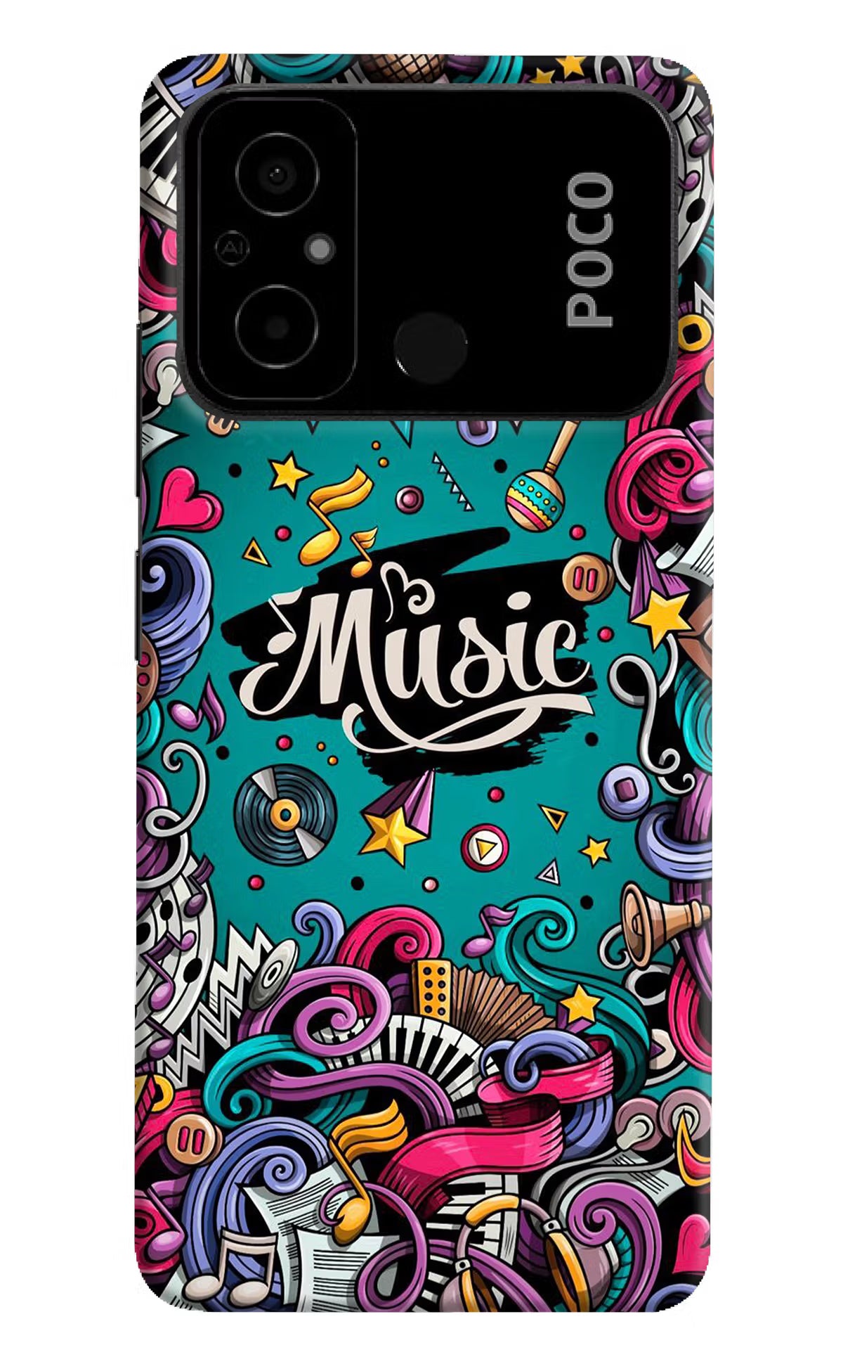 Music Graffiti Poco C55 Hard Case Back Cover by Casekaro