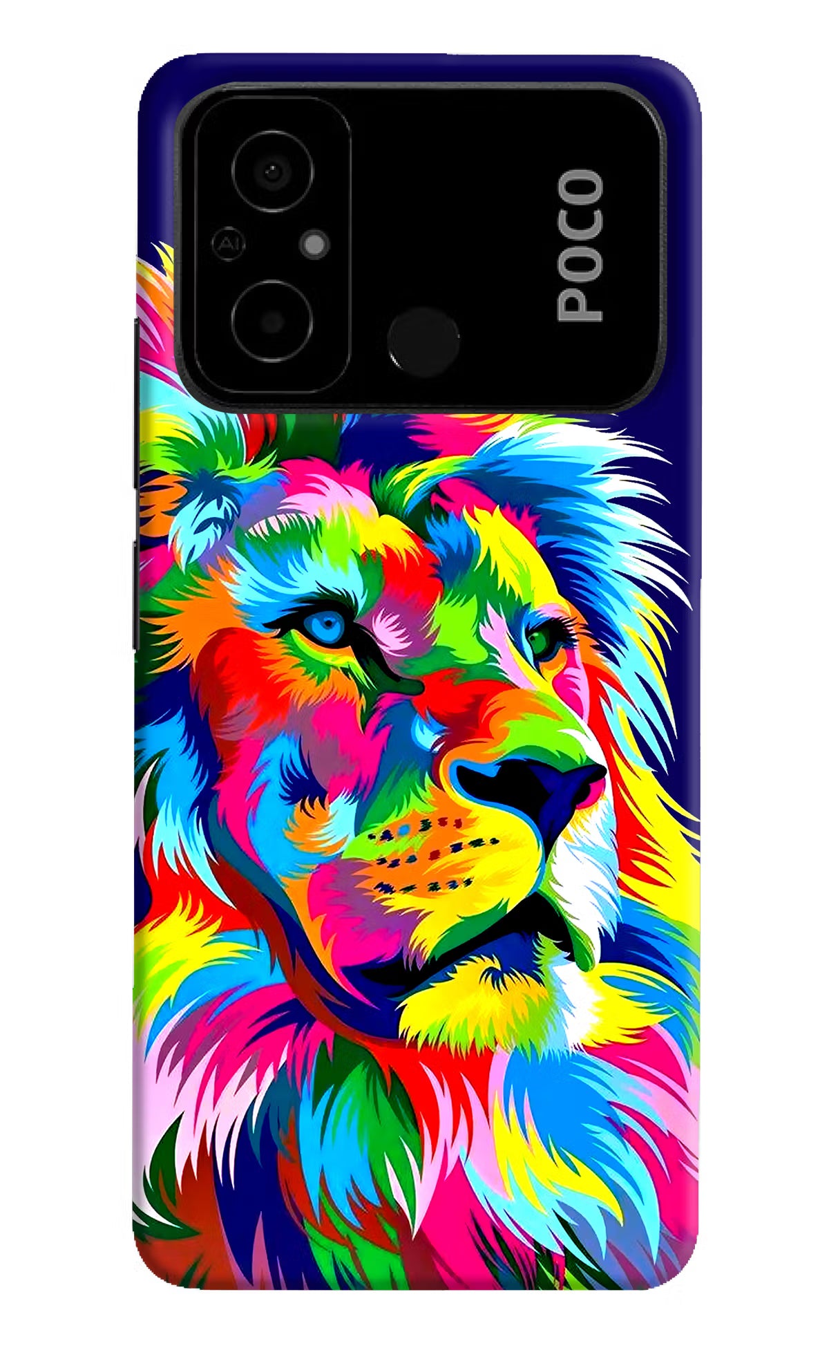 Vector Art Lion Poco C55 Hard Case Back Cover by Casekaro
