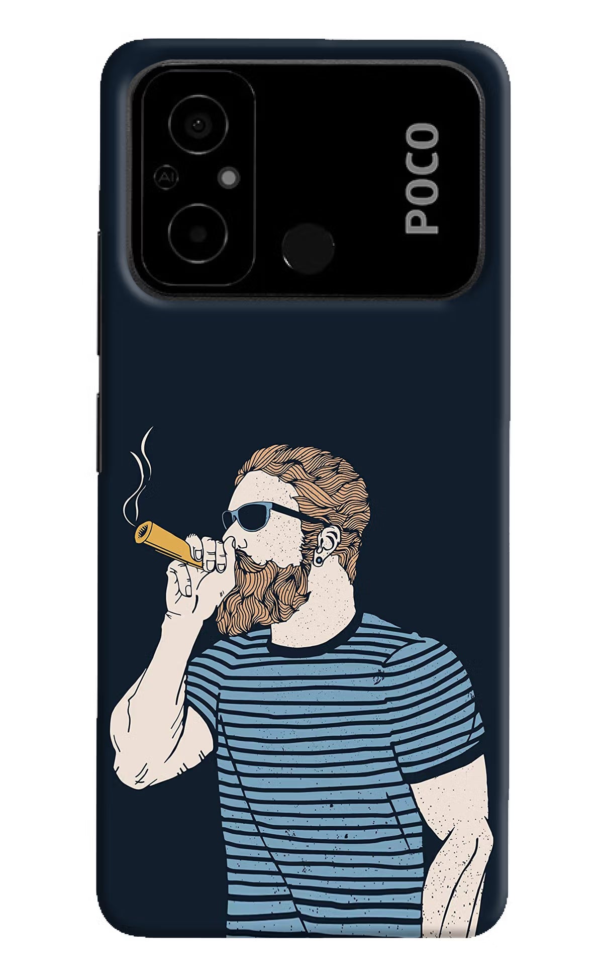 Smoking Poco C55 Hard Case Back Cover by Casekaro