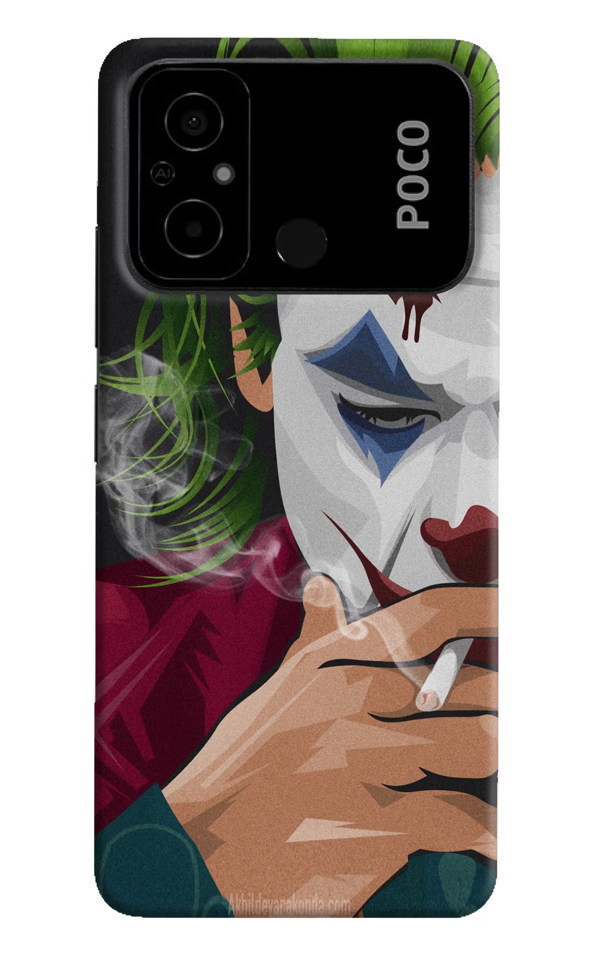 Joker Smoking Poco C55 Hard Case Back Cover by Casekaro