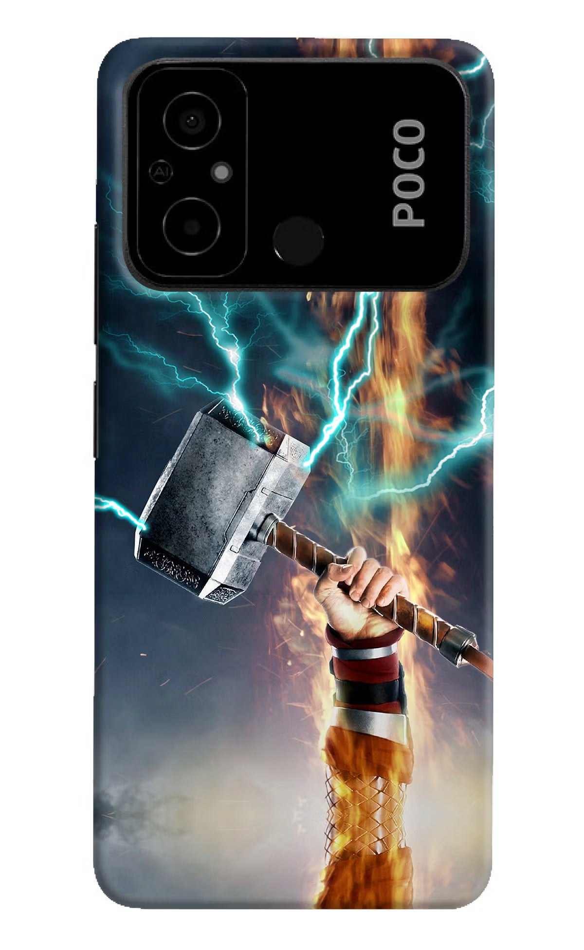 Thor Hammer Mjolnir Poco C55 Hard Case Back Cover by Casekaro