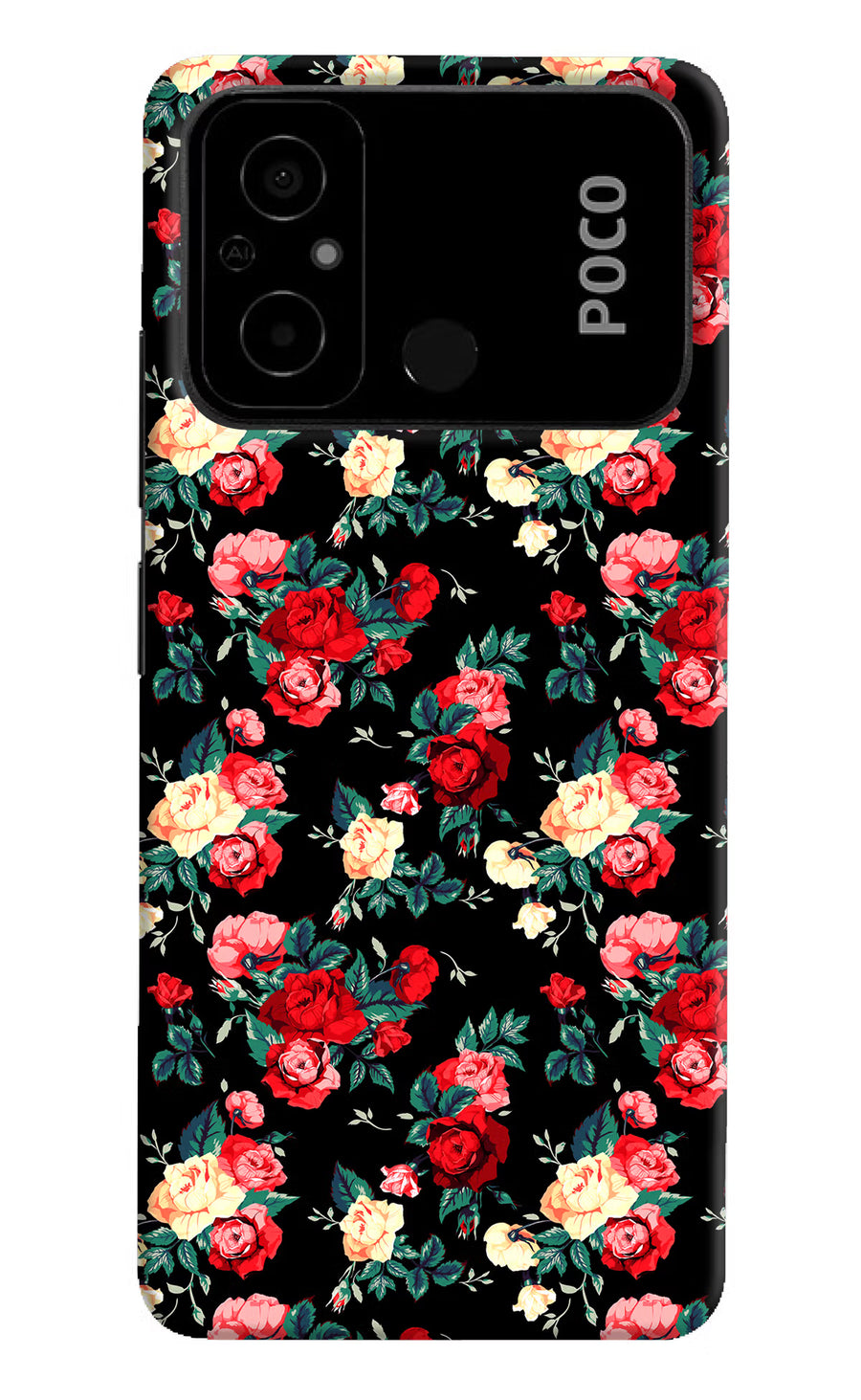 Rose Pattern Poco C55 Back Cover, Hard case