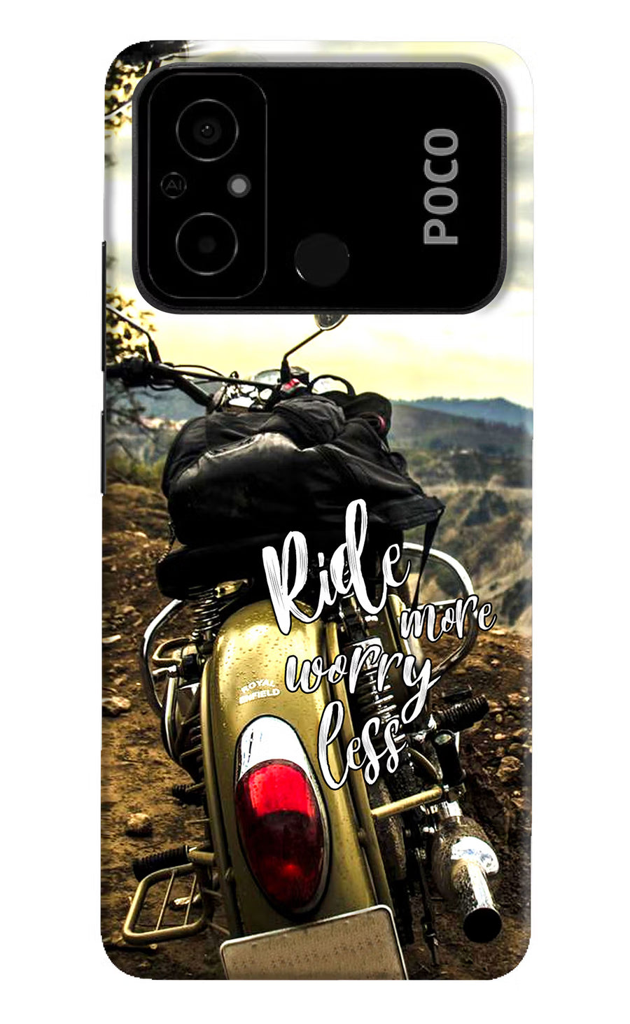 Ride More Worry Less Poco C55 Back Cover, Hard case