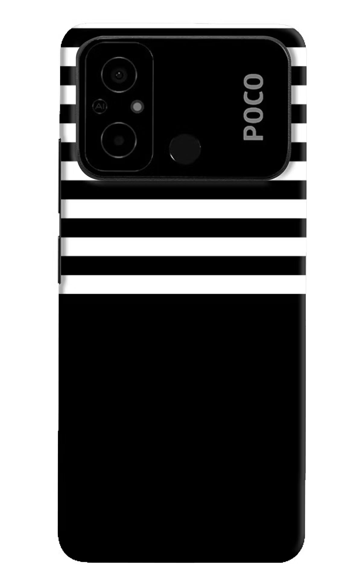 Black and White Print Poco C55 Hard Case Back Cover by Casekaro