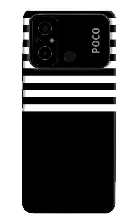 Black and White Print Poco C55 Hard Case Back Cover by Casekaro