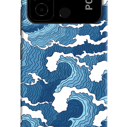 Blue Waves Poco C55 Hard Case Back Cover by Casekaro