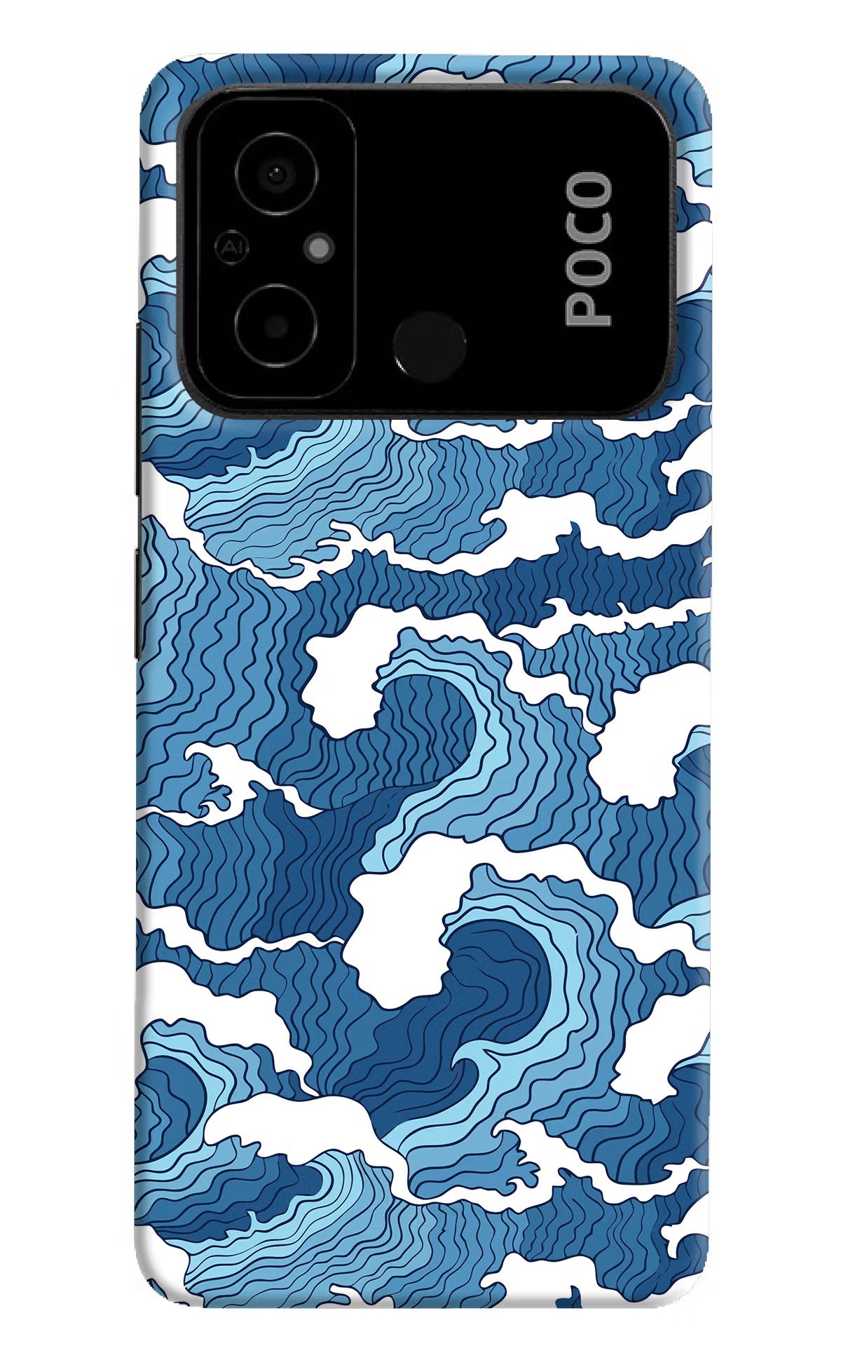 Blue Waves Poco C55 Hard Case Back Cover by Casekaro
