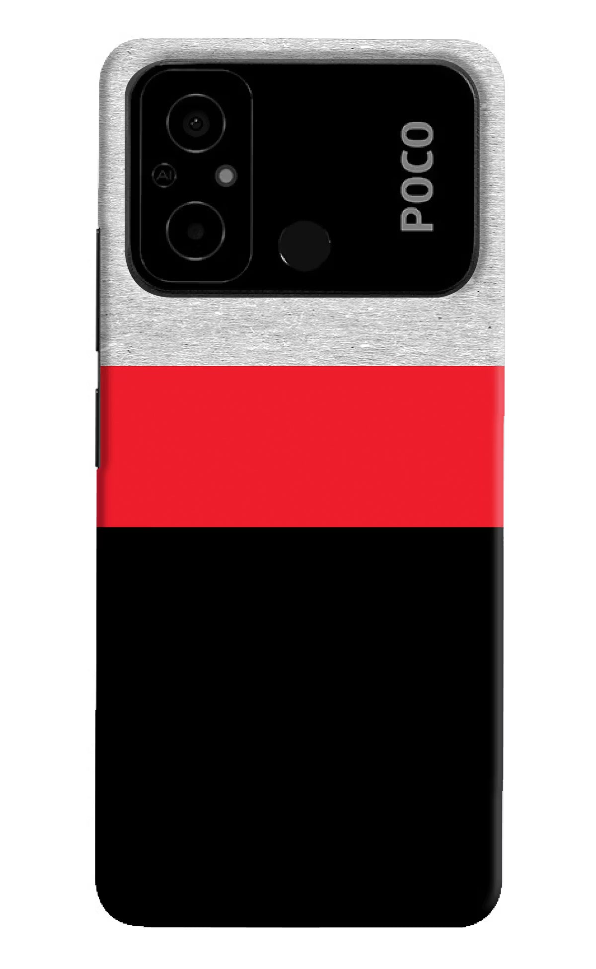 Tri Color Pattern Poco C55 Hard Case Back Cover by Casekaro