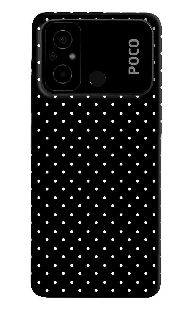 White Dots Poco C55 Hard Case Back Cover by Casekaro