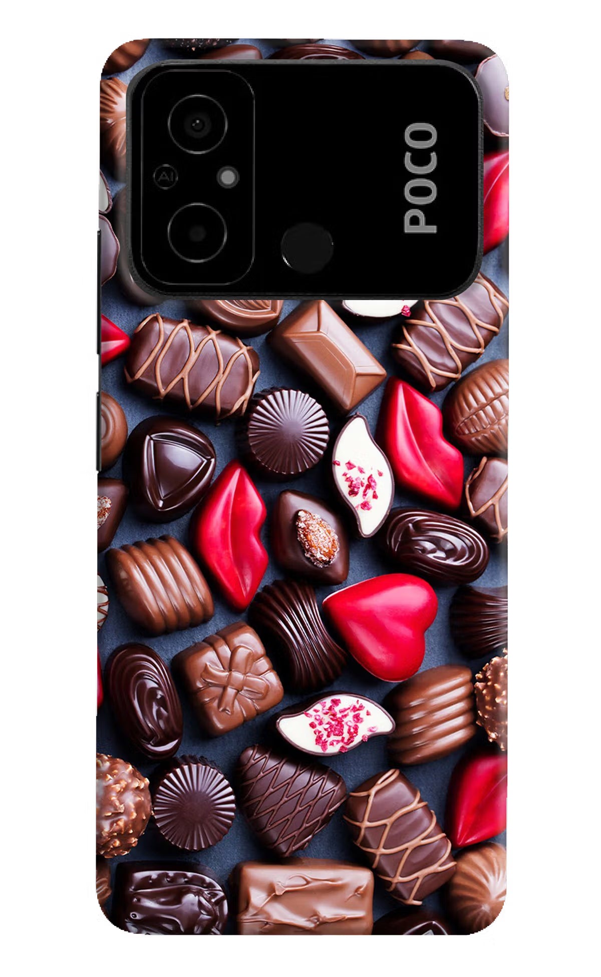 Chocolates Poco C55 Hard Case Back Cover by Casekaro