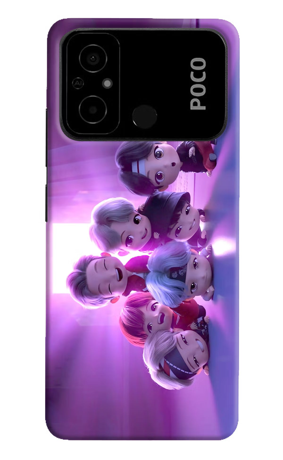 BTS Chibi Poco C55 Hard Case Back Cover by Casekaro