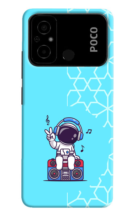 Cute Astronaut Chilling Poco C55 Hard Case Back Cover by Casekaro