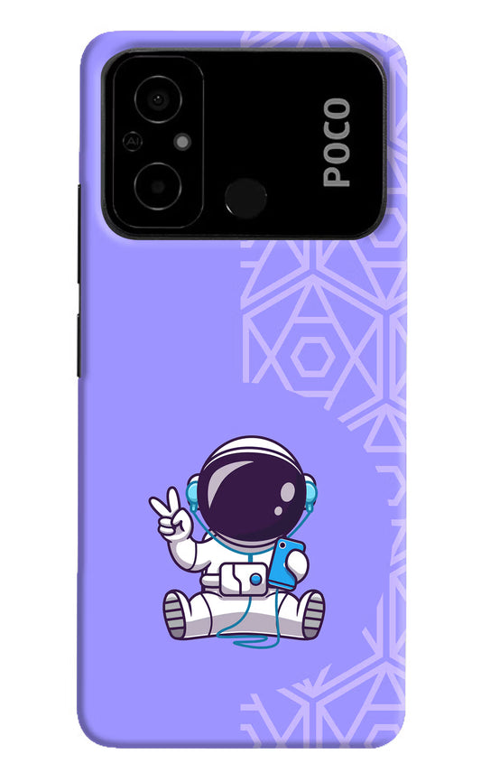 Cute Astronaut Chilling Poco C55 Hard Case Back Cover by Casekaro