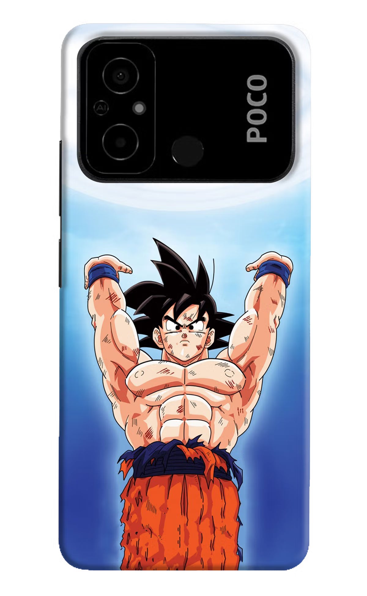 Goku Power Poco C55 Hard Case Back Cover by Casekaro