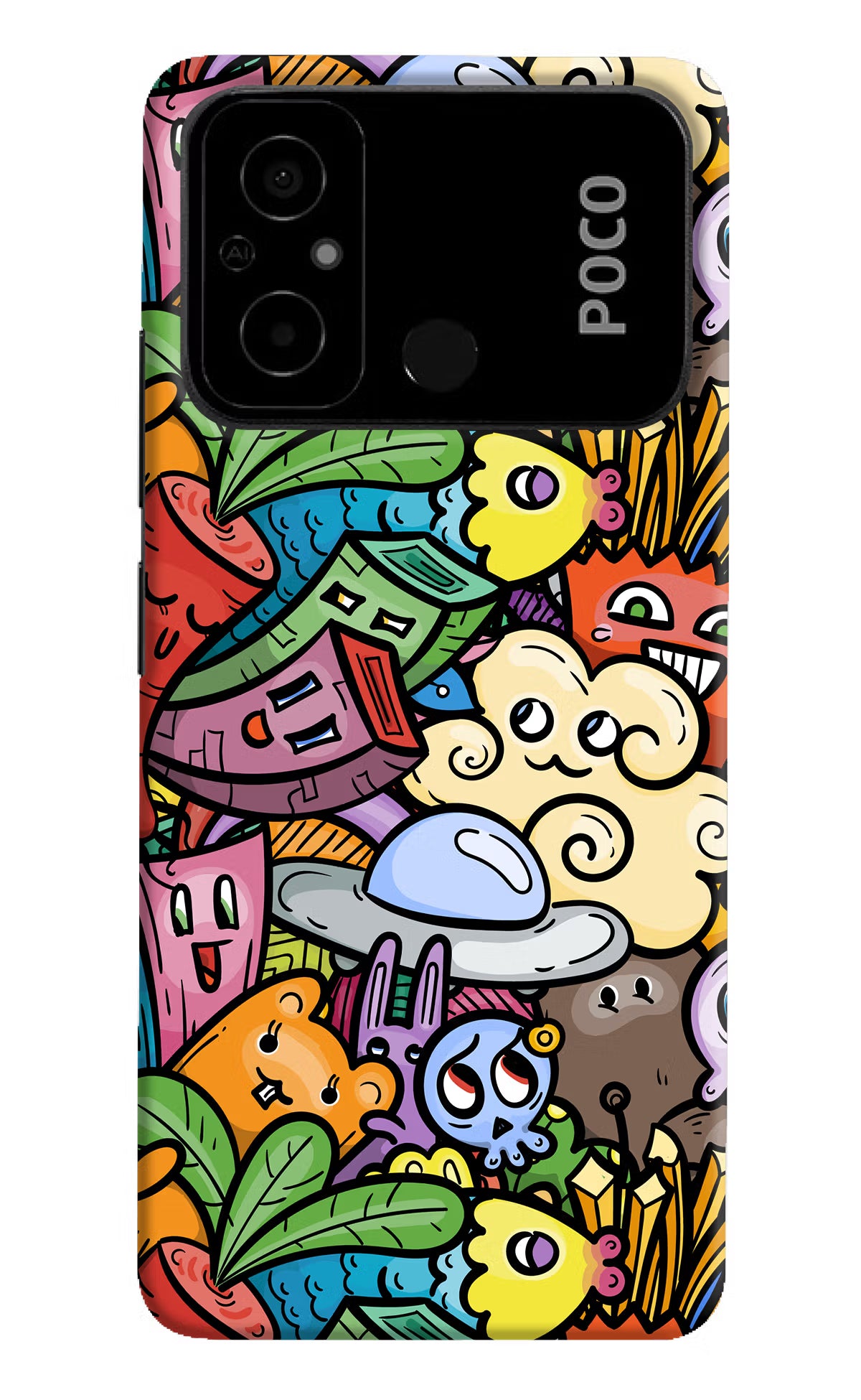 Veggie Doodle Poco C55 Hard Case Back Cover by Casekaro