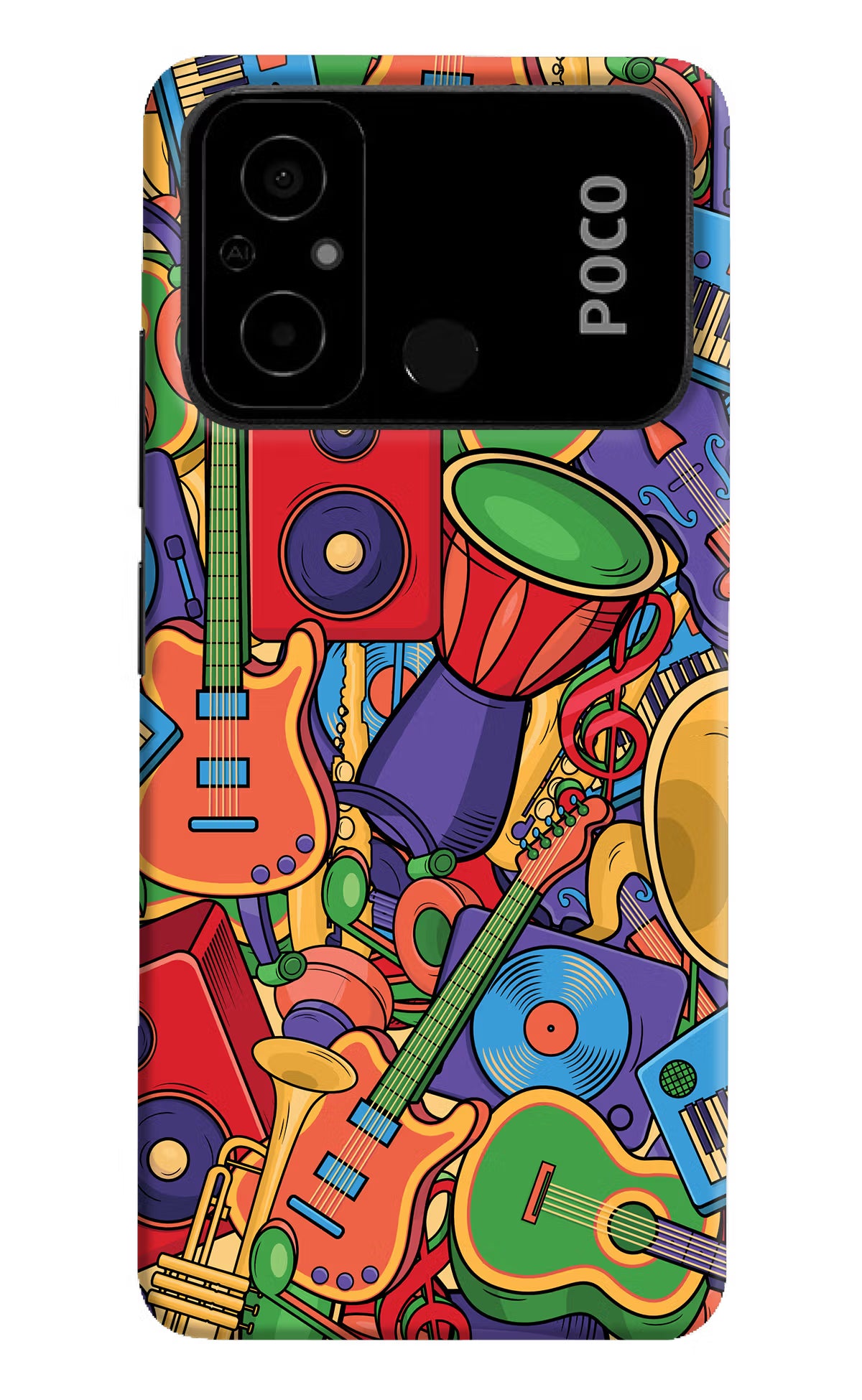 Music Instrument Doodle Poco C55 Hard Case Back Cover by Casekaro