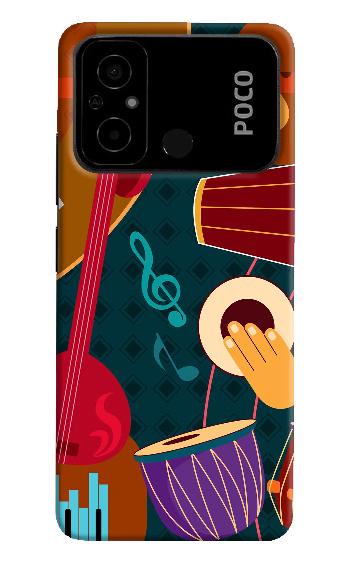 Music Instrument Poco C55 Hard Case Back Cover by Casekaro