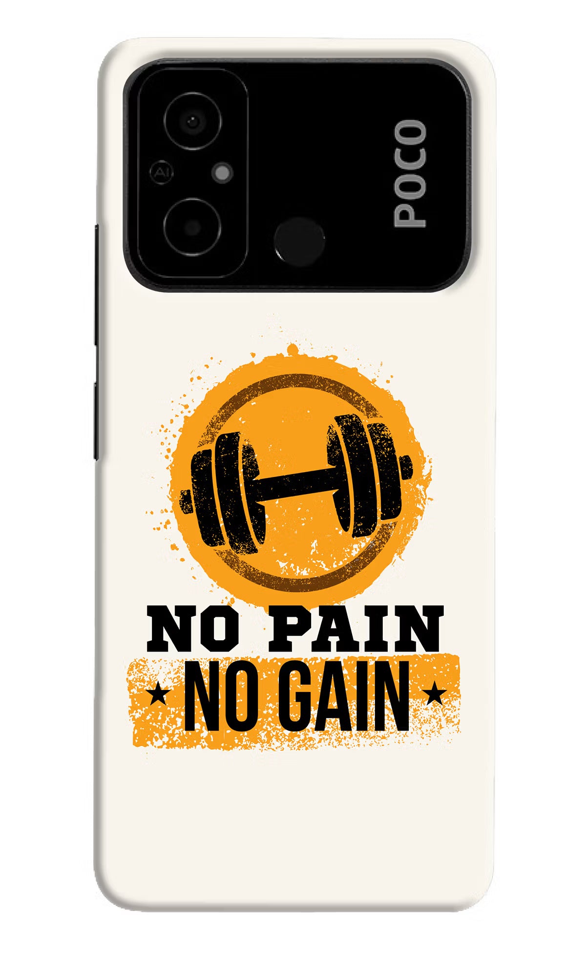 No Pain No Gain Poco C55 Hard Case Back Cover by Casekaro
