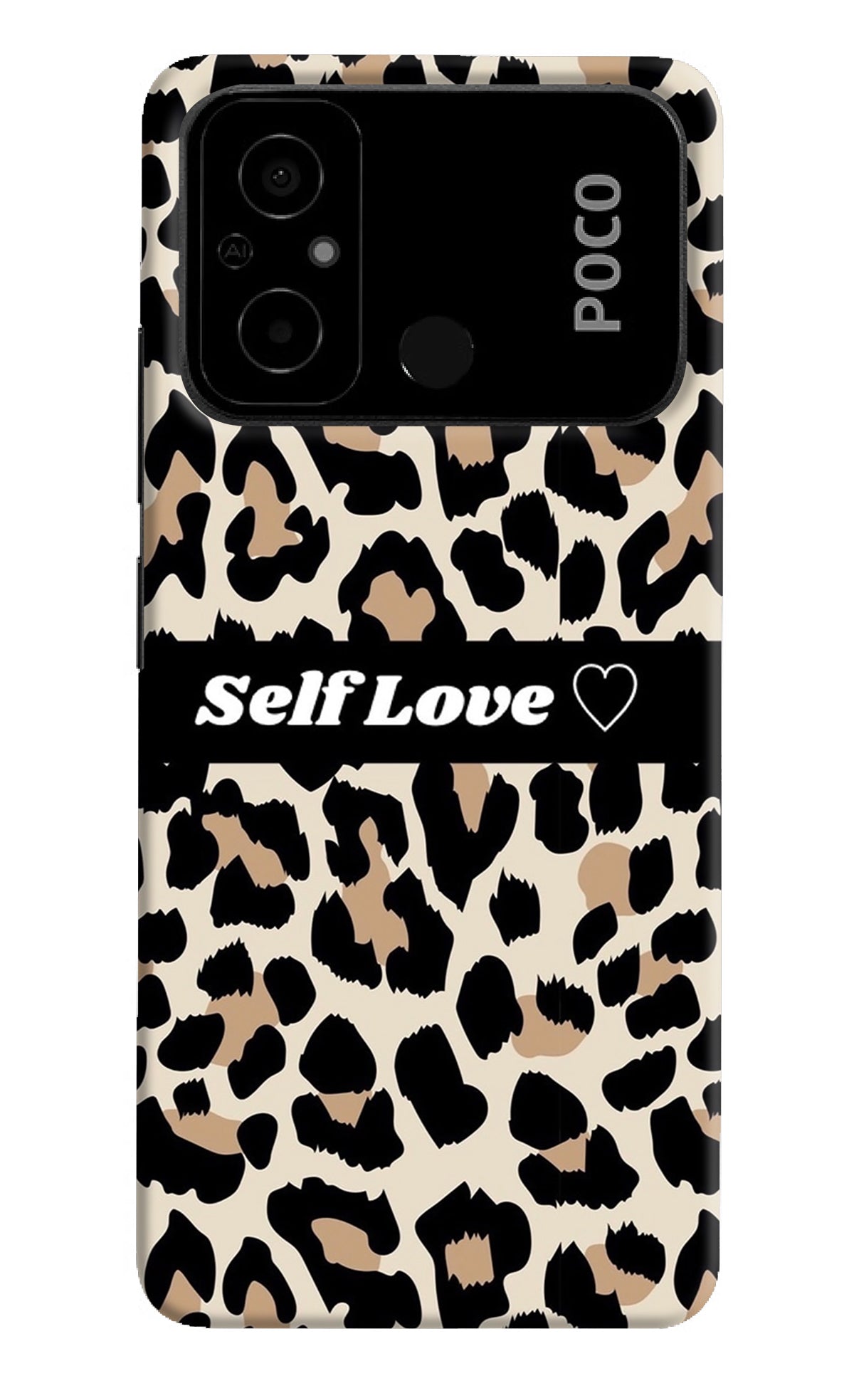 Leopard Print Self Love Poco C55 Back Cover