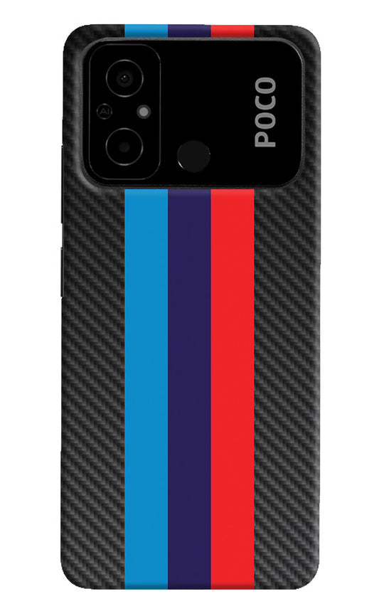 BMW Stripes Pattern Poco C55 Hard Case Back Cover by Casekaro