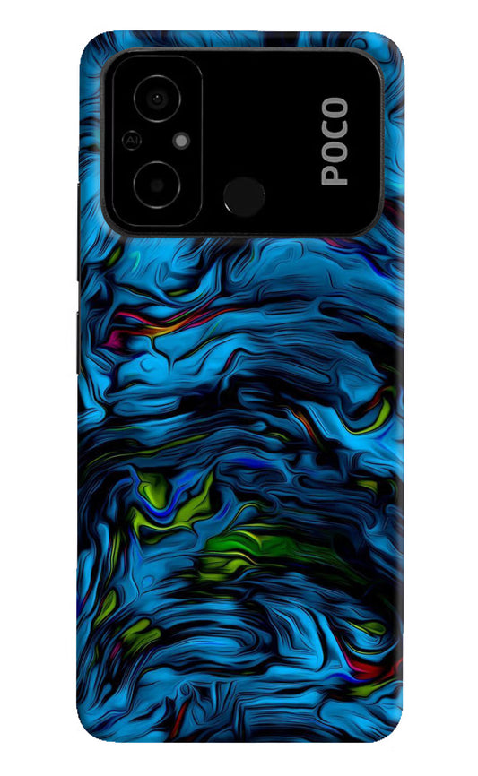 Dark Blue Abstract Poco C55 Hard Case Back Cover by Casekaro