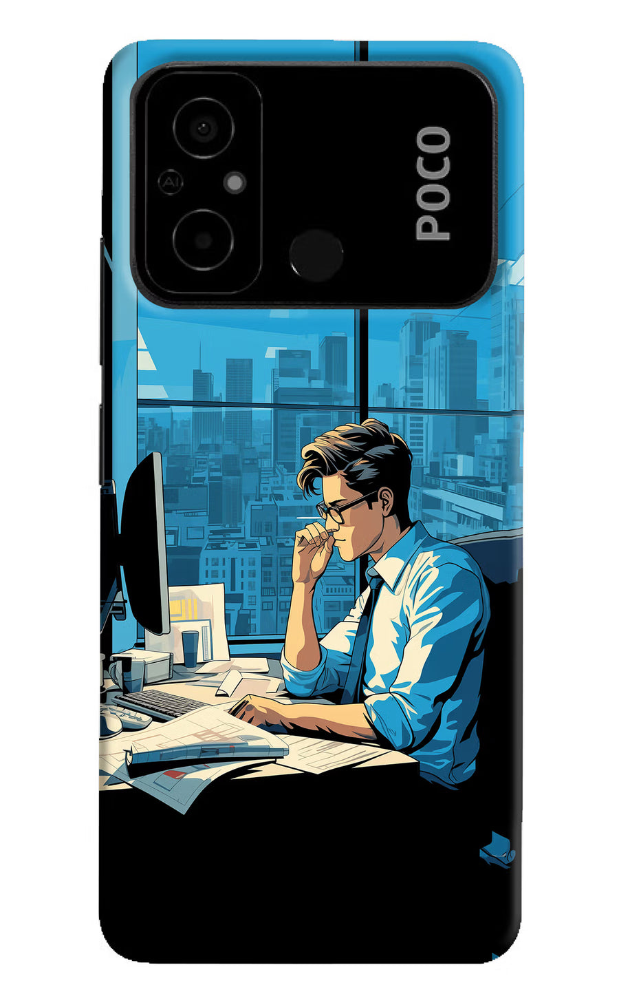 Focused Hustler (AI Generated) Poco C55 Back Cover, Hard case
