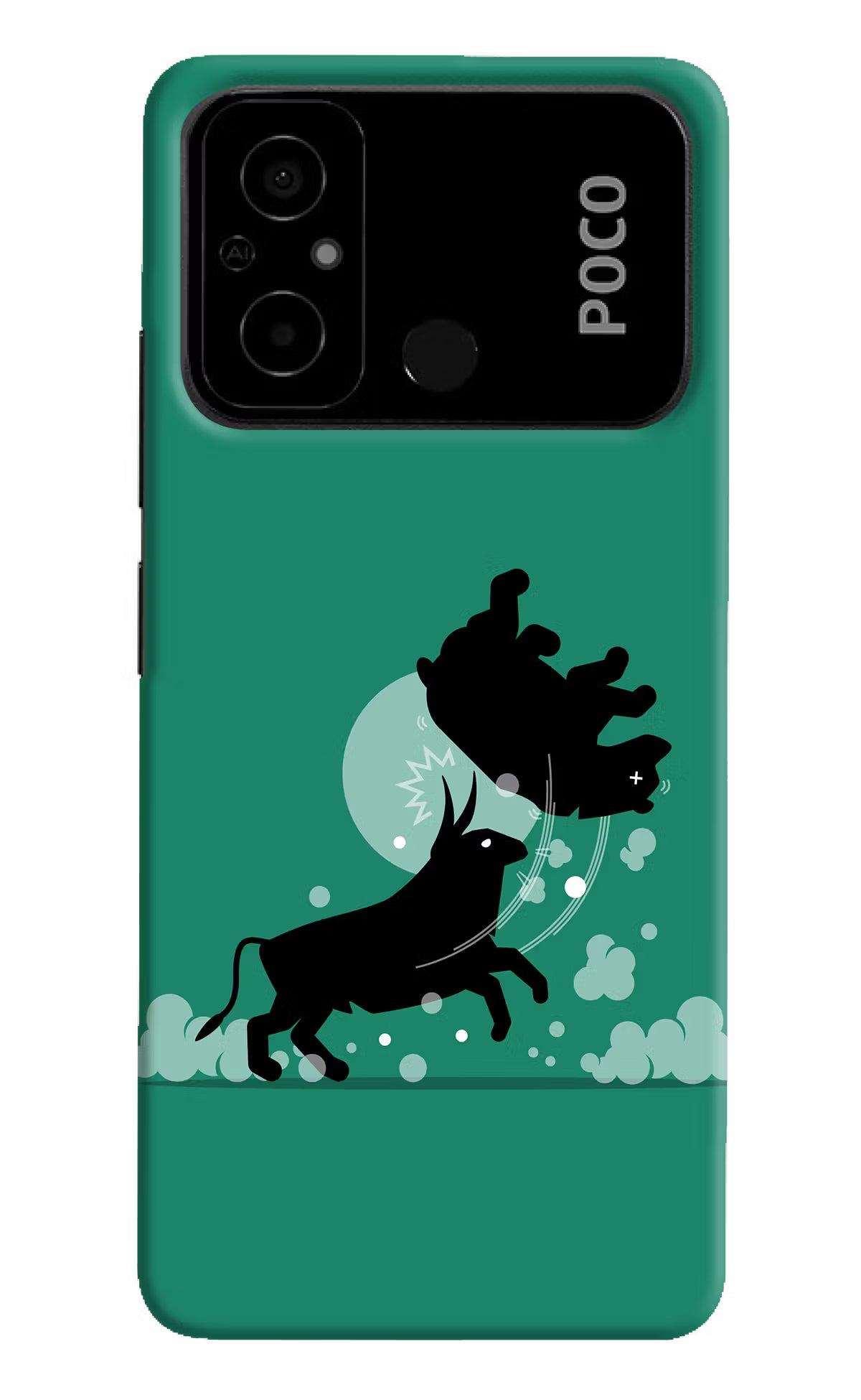 Bull Conqueror Poco C55 Hard Case Back Cover by Casekaro
