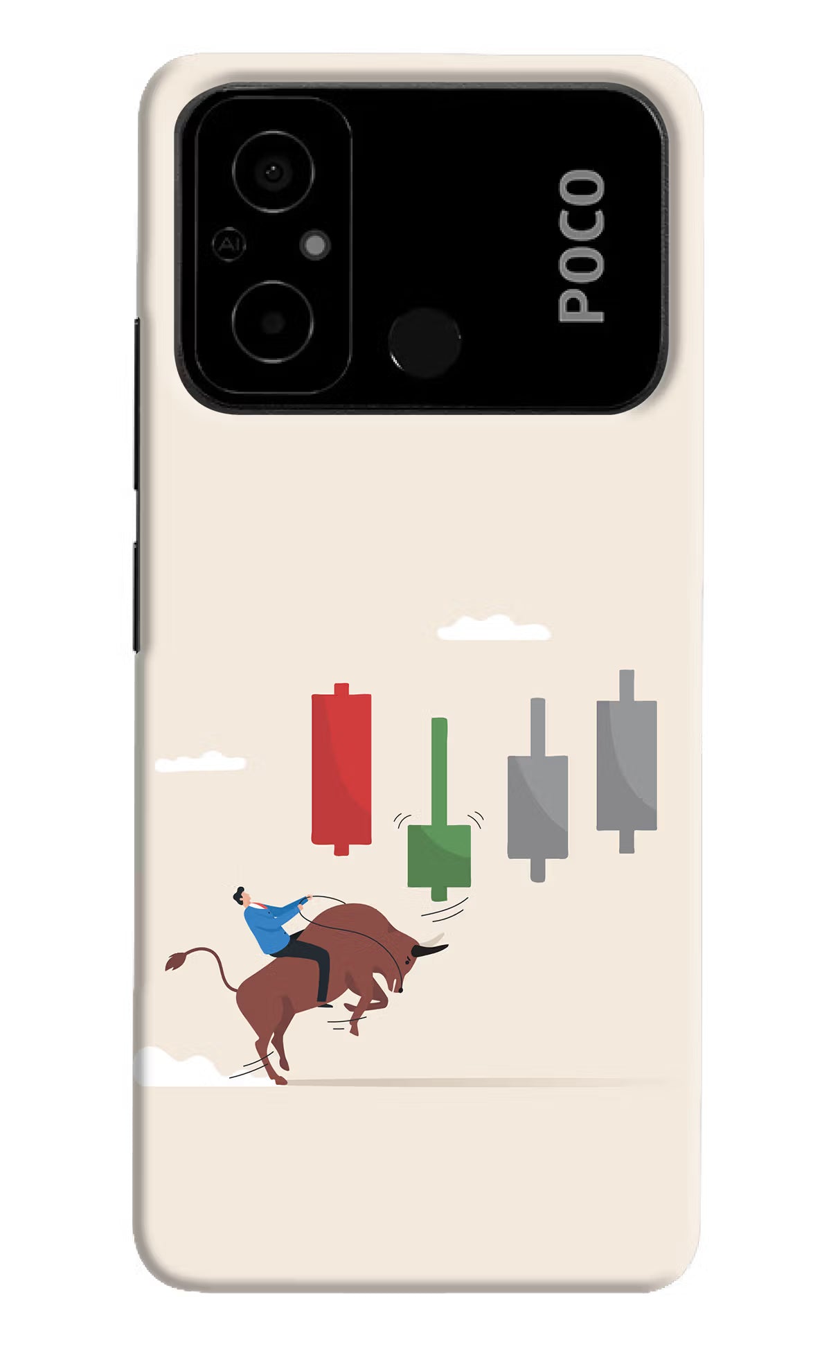 Bull Trading Momentum Poco C55 Hard Case Back Cover by Casekaro
