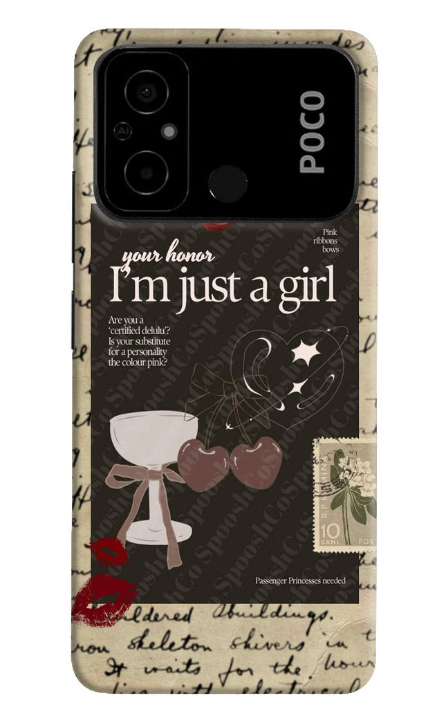 I am just a girl Poco C55 Hard Case Back Cover by Casekaro