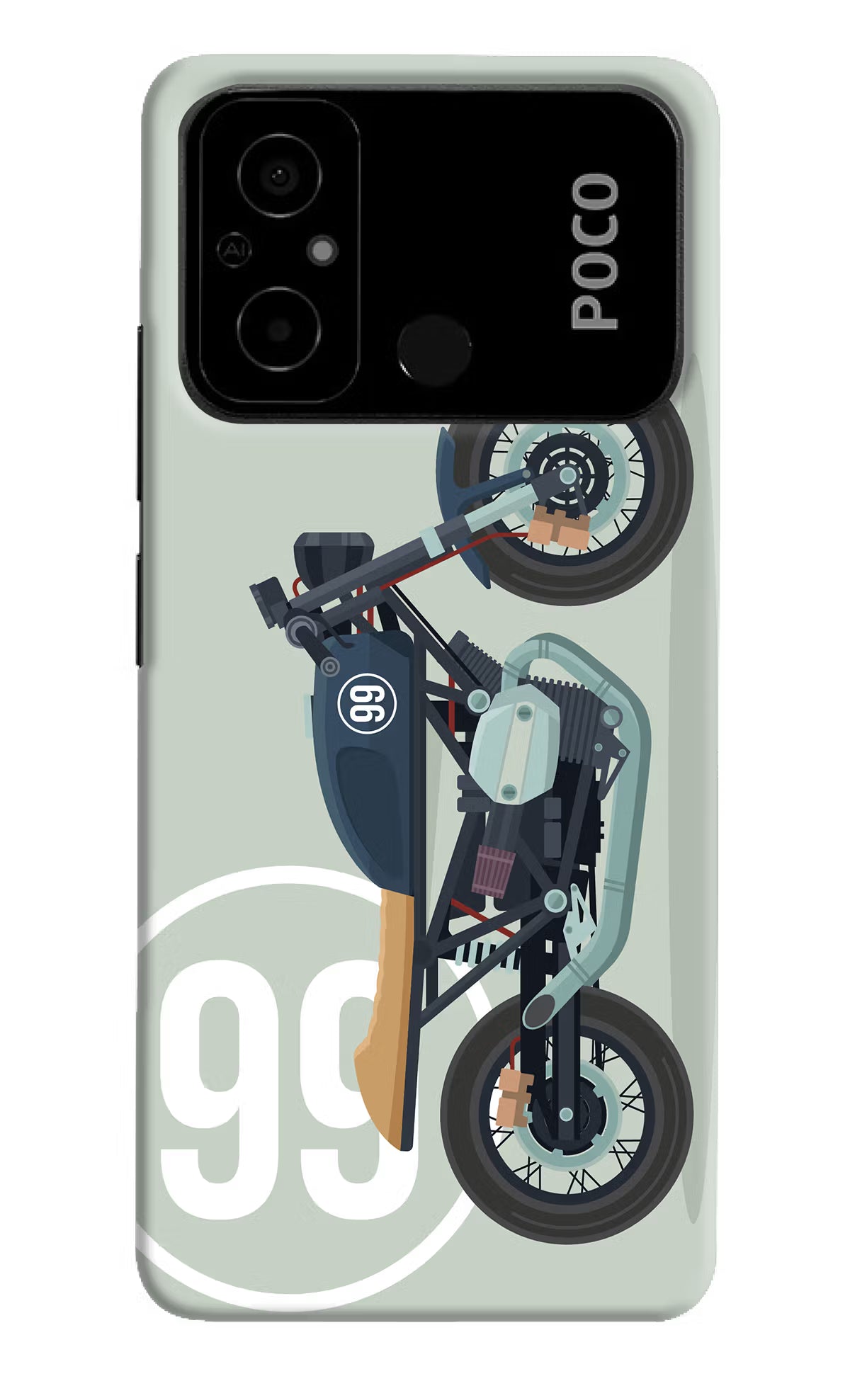 Classic Cafe Racer 99 Poco C55 Hard Case Back Cover by Casekaro