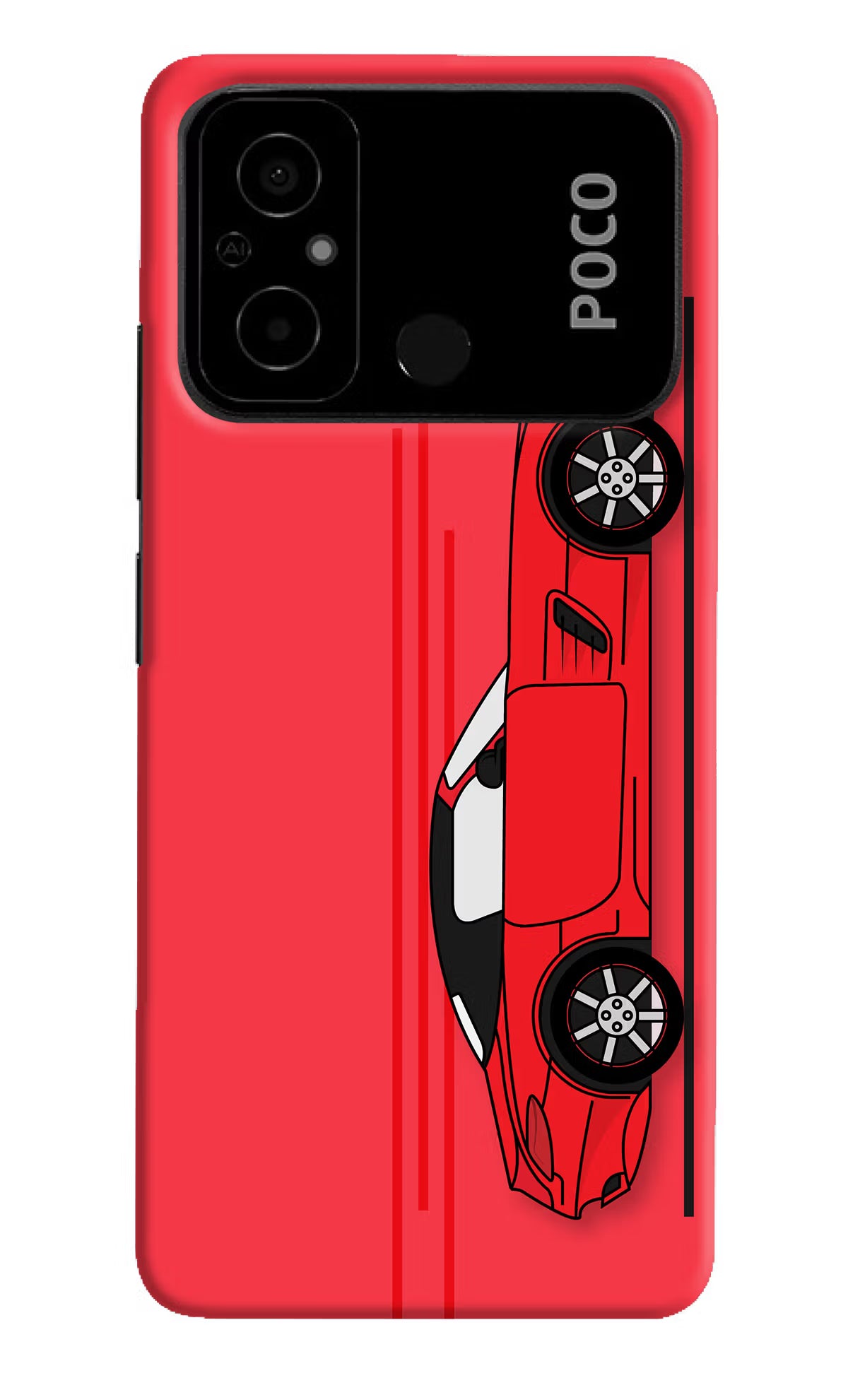 Red Velocity Poco C55 Hard Case Back Cover by Casekaro