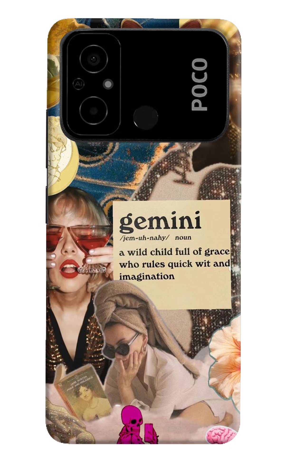 Gemini Zodiac Poco C55 Hard Case Back Cover by Casekaro